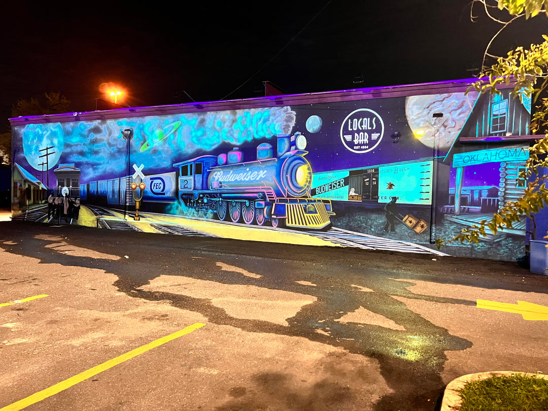 Glowing Budweiser Train Mural