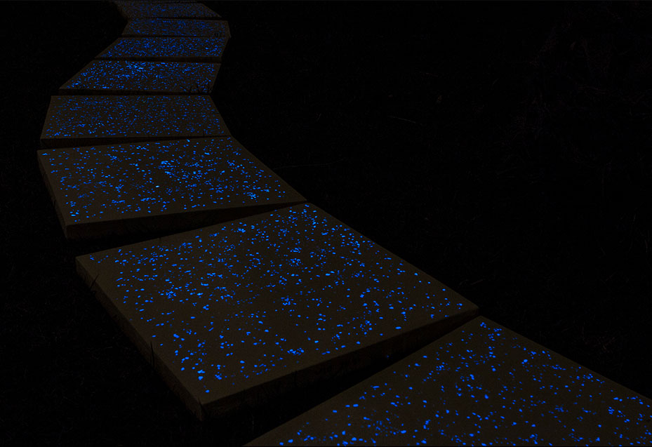 Polished Concrete Glowing Paver Walkway in Greece