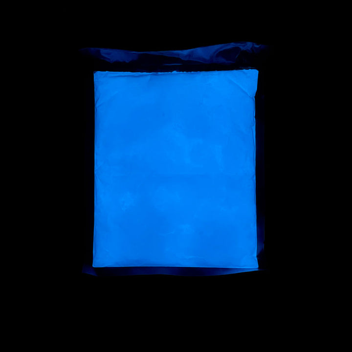A glow in the dark bag of AGT™ Sky Blue Fine Glow Sand