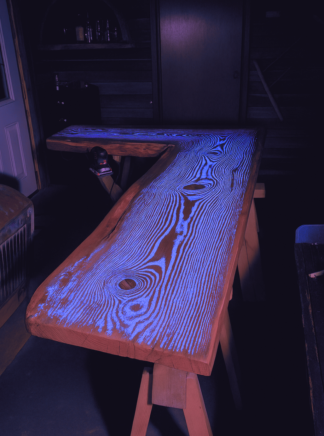 Glowing Wood Countertop at night