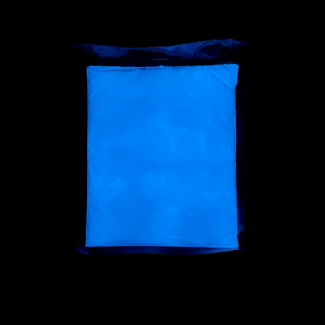 A glow in the dark bag of AGT™ Sky Blue Fine Glow Sand